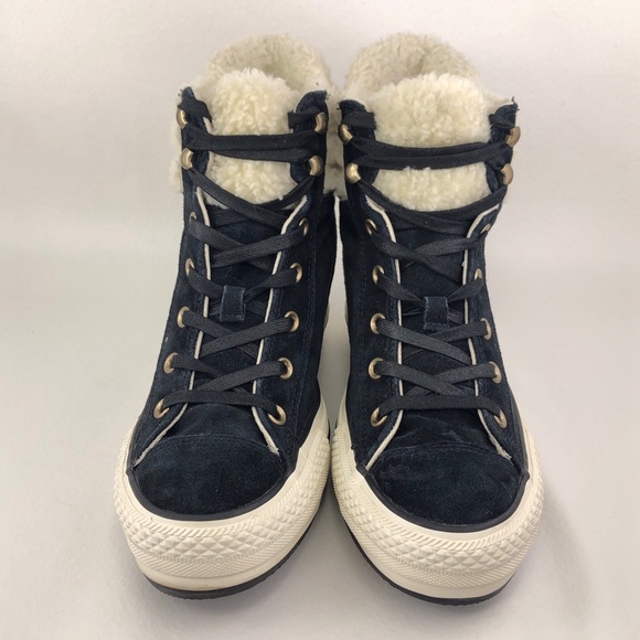Converse CT Platform Plus Wool Collar Hidden Wedge Sneakers 11 - Picture 4 of 13